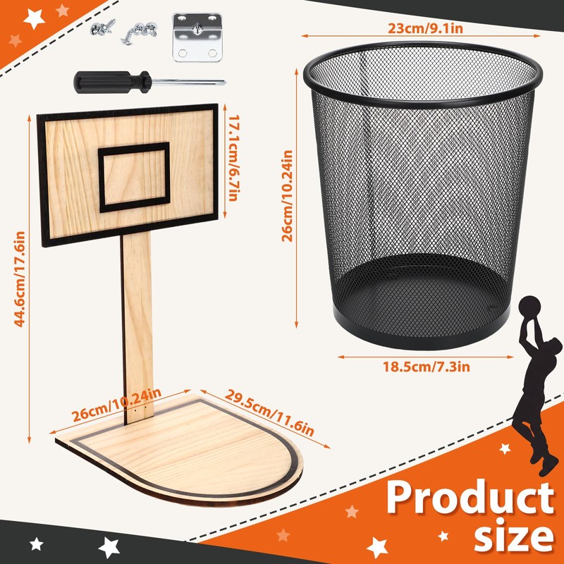 Patelai 2 Pcs Basketball Trash Can Basketball Hoop Trash Can,