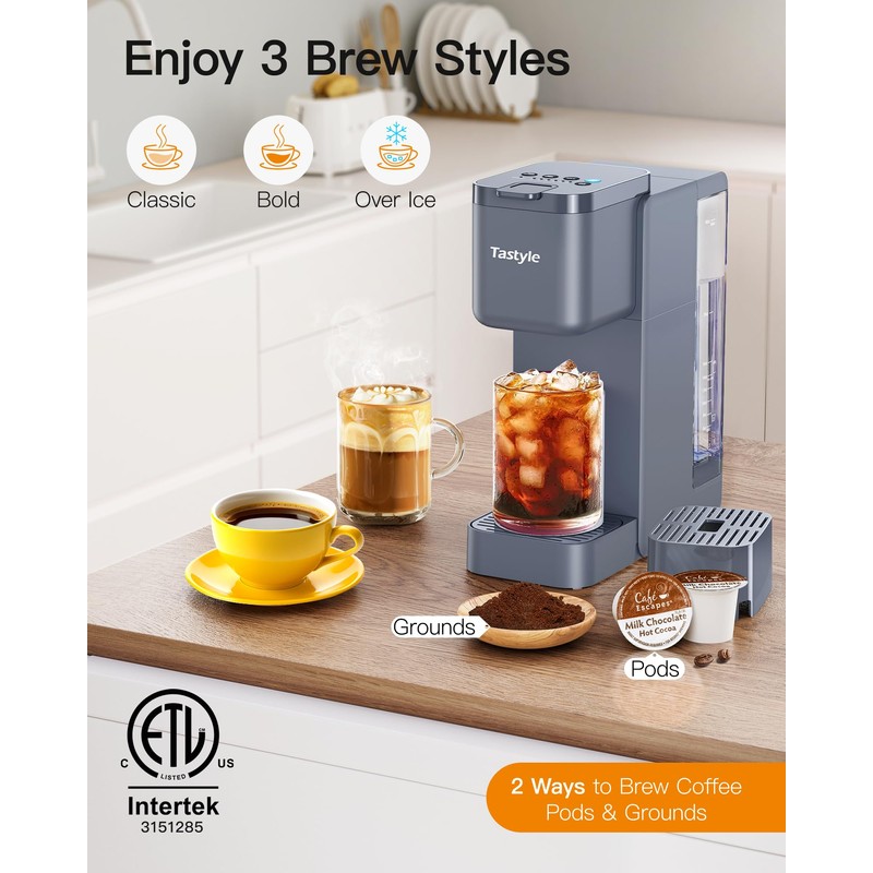 Tastyle Single Serve Hot & Iced Coffee Maker with Strong