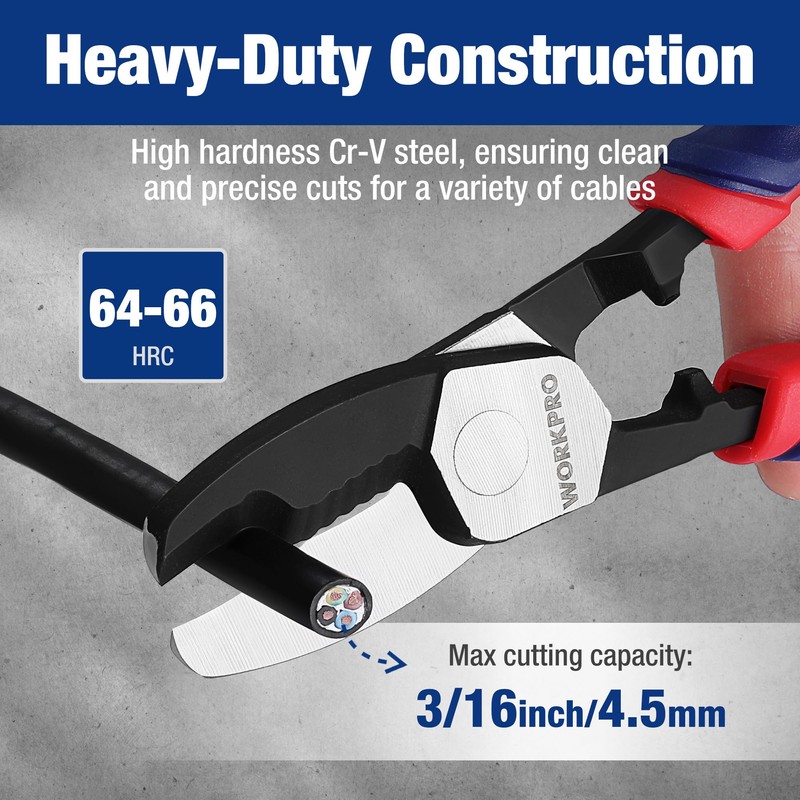 WORKPRO 8 Inch Cable Cutter with Twin Cutting Edge, Heavy