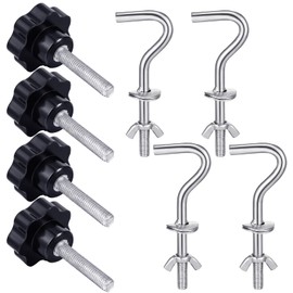 Therwen 8 Pcs Hammock Hardware Kit Heavy Duty Hammock Stand Hook Replacement Thread Hand Knob for Swing Chair Patio Umbrella Base Garden(Silver)