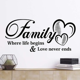 Family Where Life Begins Love Never Ends Wall Quote Sticker Motivational Living Room Decal Art Kitchen Stickers Bedroom Decor Quotes Tree Decoration Kid Photo Office Decals Vinyl Picture Home Mural
