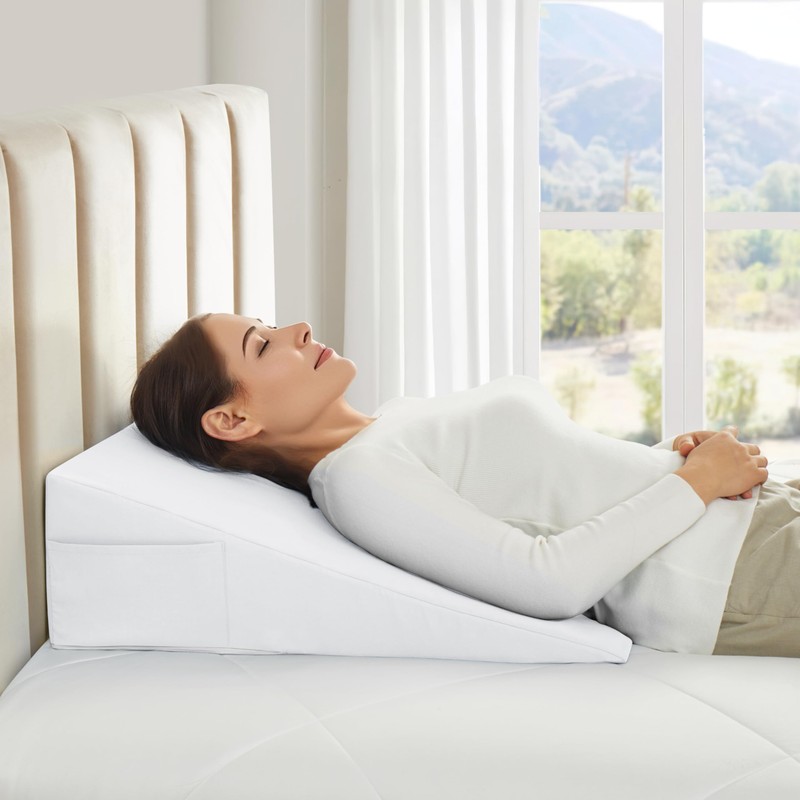 Horbaunal White Bed Wedge Pillow Cover with Zipper Design, Wedge