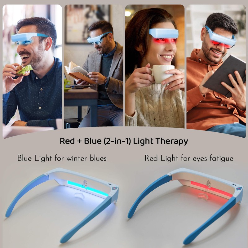 2-in-1 Red & Blue Light Therapy Glasses for Eye Comfort