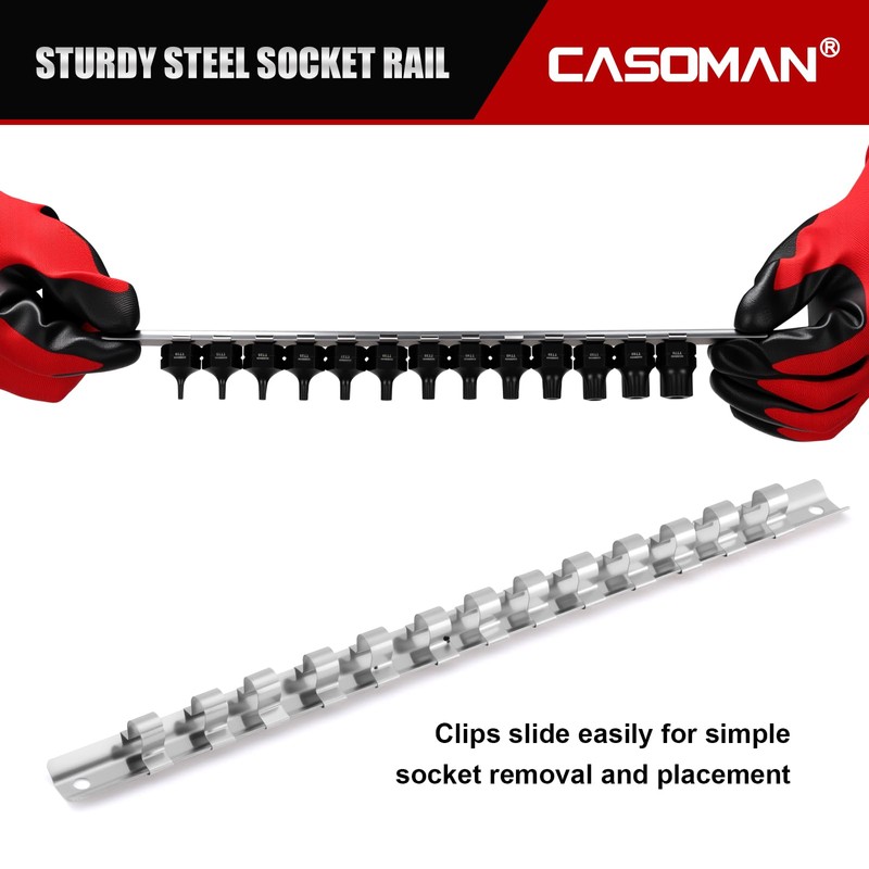 CASOMAN 13-Piece 3/8" Drive Low Profile Impact Torx Bit Socket