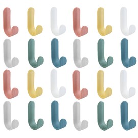 RJFUJP 24 Pcs Stick on Hooks, Small Stick on Hooks, Stick on Hooks Small, Stick on Hooks Heavy Duty, Strong Stick on Hooks for Hanging Kitchen Utensils, Handbags, Umbrella, Keys, Etc.