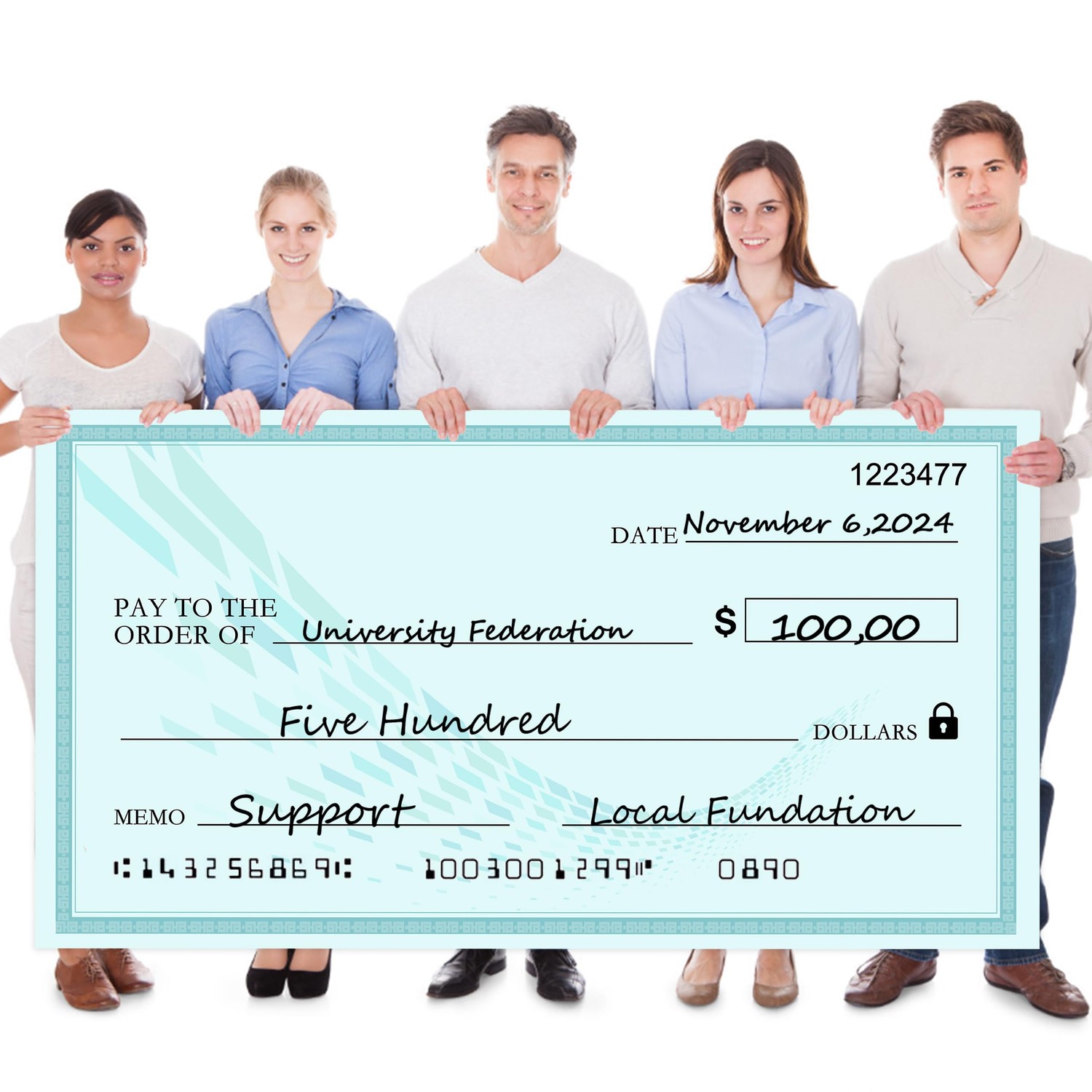 Big Checks Large Check for Presentations - 30 x 16'' Reusable Giant Dry ...