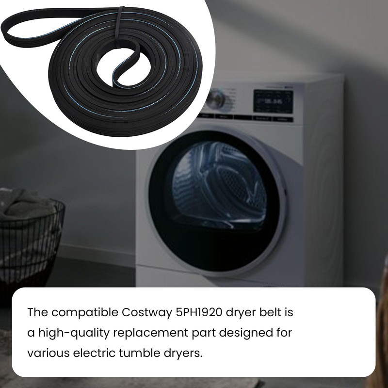 Compatible with Costway 5PH1920 Dryer Belt – 75-Inch 5/16″ Rubber