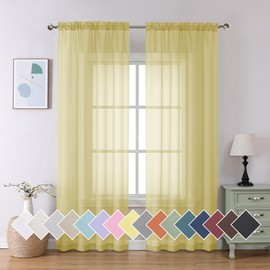 Aiyufeng Yellow Sheer Curtains 2 Panel Sets 84 Inches Long - Transparent Light Weight Soft Yellow Window Treatment Panels for Study Room/Living Room/Guest Room, Per Panel W40 X L84 inches