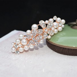 Yusier Small Pearl Hair Accessories Metal Vintage Hair Barrettes French Double Clasp Barrettes Decorative Hair Clasps Accessories for Women Girls