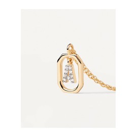PDPaola Mini Letter A Necklace Letter Name Chain Gold, Sterling Silver, Cubic Zirconia