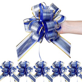 Large Pull Bows 6 Pcs for Gift Wrapping 6 Inch Christmas Wedding Baby Shower Baskets Car Decorations Valentine's Day Birthdays Party Presents (Blue)