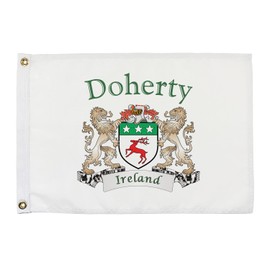 Doherty Irish Coat of Arms Small White Flag - 12"x18" inches