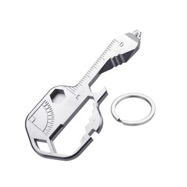 BRIGHTBOX 24-in-1 Multi-tool Key Shaped Pocket Tool, Stainless Steel, Bottle Opener, Wrench, Screwdriver, Ruler, Keychain