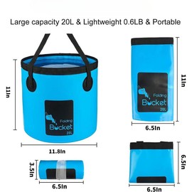 Collapsible Bucket 5 Gallon Container Folding Water Bucket Portable Wash Basin for Camping Fishing Travelling Outdoor Gardening Car Washing Blue 1Pcs 20L