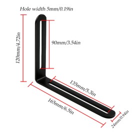 Set of 2 Elbow L-Shaped Right Angle Connector Angle Connector Black 120 x 165 x 24 mm with 2 Slot 90 Degree Furniture Corner Angle for Table Chair Bookshelf Surface Brushed