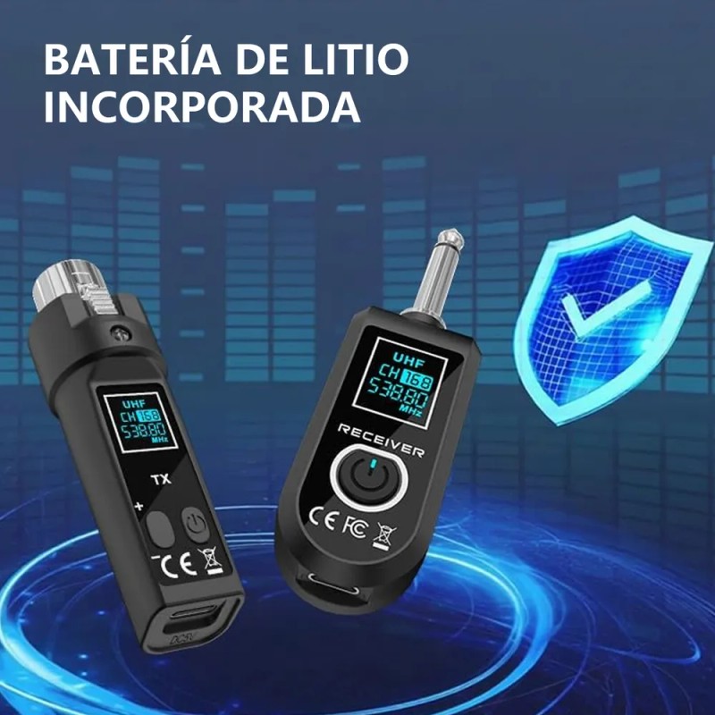 Tecmiyo 3pzs System De Micrófono Inalámbrico, Xlr Transmisor Y Xlr