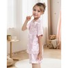 JiAmy Pyjamas Girls Satin Short Sleeve Children's Pyjamas Summer Button-Down