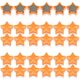 PYJLBX 30Pcs Fridge Magnets Strong Magnet Small Magnets Whiteboard Magnets Heavy Duty Magnets for Crafts, Mini Magnets fridge magnets for adults, Cute Magnets for Whiteboard,Notice Board (Star,Orange)