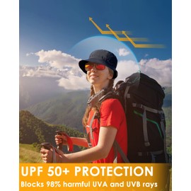 BROTOU UPF 50 Foldable Unisex Wide Brim Sun Hats, Breathable UV Protection Summer Hat, Waterproof Fishing Hiking Walking Hat for Men & Women (UK, Alpha, One Size, Dark Blue)