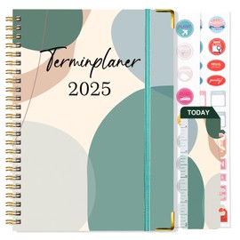 NADSSJL 2025 Diary - A5 Calendar from January to December 2025, Calendar 2025 Book Calendar, Weekly Planner 2025, with Elastic Closure, Twin Wire Binding and Inner Pocket, 21.5 x 15.5 cm