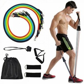 Exercise Resistance Bands Set - Workout Stackable Bands with Door Anchor for Home/Indoor & Outdoor Fitness/Gym/Yoga - 11Pcs