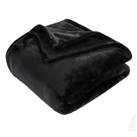 GonZalo GraCia. Fleece Blanket Reversible Black Throw For Sofa 130x150cm Faux Fur Bed Blanket 400 GSM Winter Warm (Black, Single 130x150 cm)