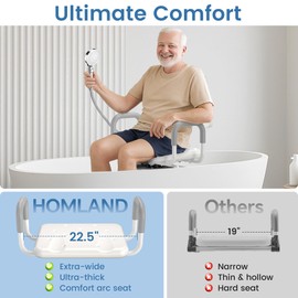 Swivel Shower Chair with Removable Back and Arms, Shower Chair for Inside Shower & Bathroom Seat, 5-Level Height Adjustable Shower Chair for Elderly and Disabled, Gray