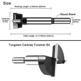 NICAVKIT 13/16 Inch Carbide Forstner Drill Bit, Carbide Tipped Bit for Hard Wood, Wood Drilling Bit, Plastic Plywood Cutter Tool Kit