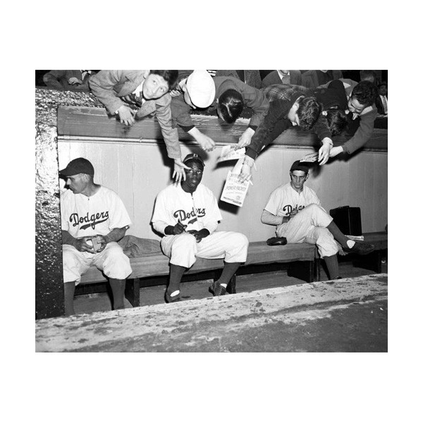 Brooklyn Dodgers Jackie Robinson Signing Autographs Photo