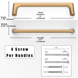 Asimerdeco AR002 10 Pack Champagne Bronze Cabinet Pulls 5 Inch(128mm) Kitchen Cabinet Handles Solid Zinc Alloy Cabinet Hardware Drawer Pulls