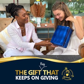 Nush Nush Set of 60 Shiny Blue Gift Bags in Bulk - Blue Reusable Gift Bags Medium Size - For Small Business As Goodie Bags, Birthday Gift Bags With Handles, Party Favor Bags, Goody Bags- 8Wx4Dx10H