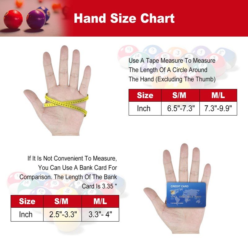 Billiard Pool Gloves for Left Hand 3 Finger, Splicing Process,