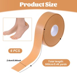 TIESOME 6 Rollen Blasenpflaster, Selbstklebende Blasenpflaster Zehen Tape für Füße Fersenpatch Fersenpflaster(2,5 cm x 5 m)