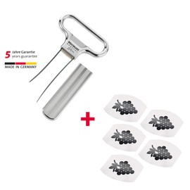 Westmark Ah-So Monopol Edition Corker + 5 Wine Pourers "Safety" Steel Chrome / Silver / Black