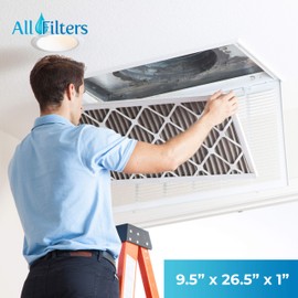 SpiroPure 9.5X26.5X1 MERV 8 Pleated Air Filters - Made in USA (6 Pack)