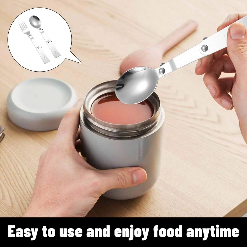 4 PCS Foldable Fork and Spoon Set,Tableware for Outdoors Travel