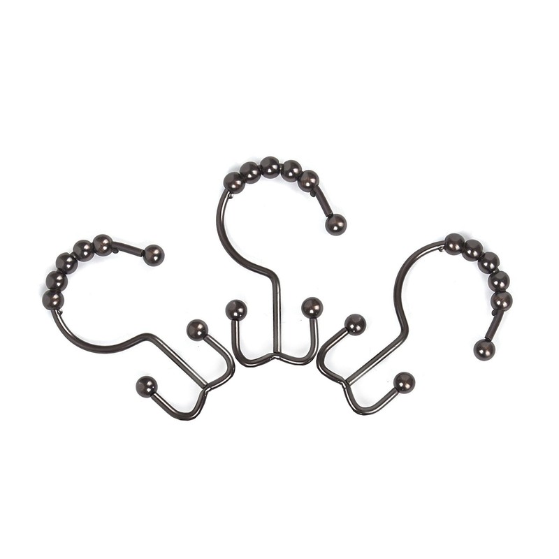TopAAA Metal Double Glide Roller Shower Curtain Hooks Rings,100% Stainless