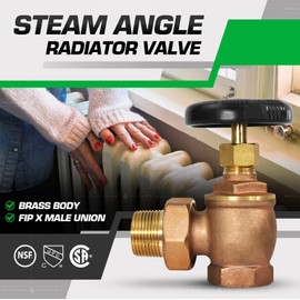 Midline Valve 6I364 Steam Radiator Valve; Air Vent Temperature Control; 1-1/4 in. FIP x Male Union; Brass