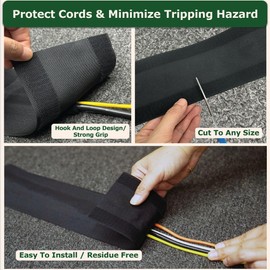 ECOHomes Carpet Cord Cover To Hide Cables, Cords, Wires On Floor - Cord Covers Strip Wire Protector & Cable Management Keep Cables Organized, for Homes, Office, Commercial Space (Black 4 Inch x 30 FT)