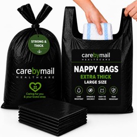 500 x Adult Incontinence Disposal Bags with Tie Handles - Black Opaque Leak Resistant Hygiene Bags for Adult Nappies, Pull Up Pants, Incontinence Pads, Maternity Pads, Care Homes (5 Packs of 100)
