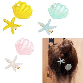 Artificial Seashell Starfish Hair Clips 6 Pcs Mermaid Starfish Hair Clip Shell Pearl Hair Barrettes for Girls Sea Shell Hair Clips for Girls Mermaid Costume Hair Accessories