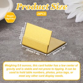 Dimeho 24 Pcs Gold Table Number Holders, L-Shaped Table Card Holders Metal Place Card Stands Wide Base Name Picture Holder for Weddings Anniversary Birthday Parties