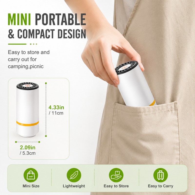 Rechargeable Vacuum Sealer Pump for Food Storage – Automatic Handheld