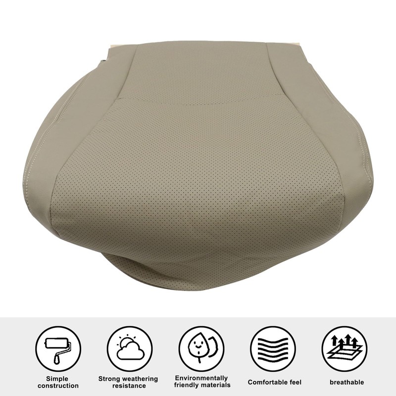 SecosAutoparts Tan Front Driver Side Bottom Perforated Microfiber Leather Seat