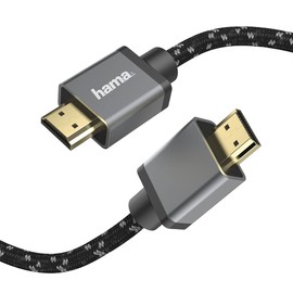 Hama Premium HDMI Cable 3 m Ultra High Speed (Excellent Monitor Cable 4K / 8K, 48 Gbit/s, UHD Screen Cable eARC, Ethernet, HDR, Aramid Fibre Cable Sheath, HDMI 2.1 Cable 120 Hz/60 Hz) 3 m