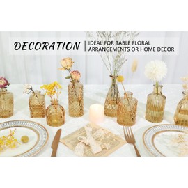 SUPMIND 12pcs Glass Bud Vase Set, Small Amber Flower Vases for Centerpieces in Bulk, Mini Vintage Vase for Wedding, Home,Table Decoration