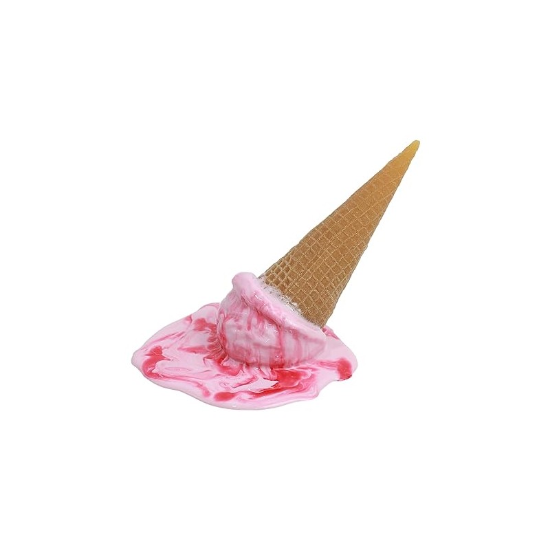 Fake Strawberry Ice Cream Cone Joke Spill with Strawberry Swirl