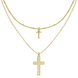 ZENI womens+clearance+sale,prime+deals+today+clearance, Dainty Cross Necklaces for Women, 14K Gold Plated Layered Chain Initial T Choker, Christian Jewelry CZ Cross Faith Communion Baptism Gifts