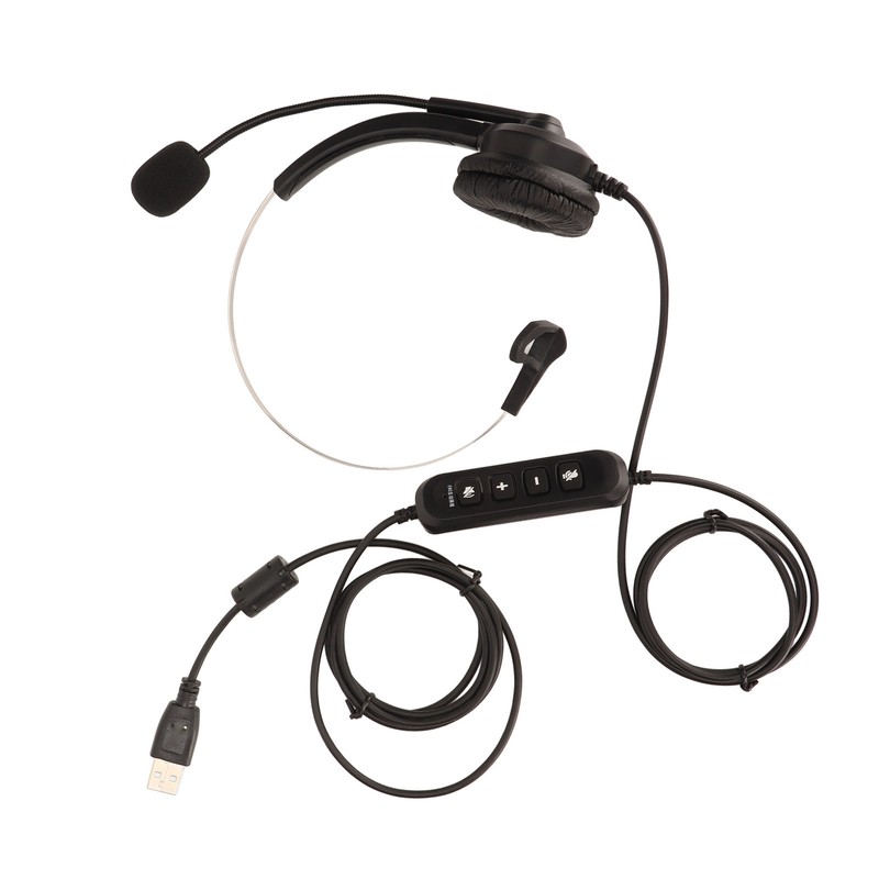 USB Business Headset Noise Reduction Single Sided Ear Headphone Supports