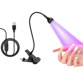 UV Lampe für Gelnägel,3W UV Lampe für Gelnägel,Schreibtischleuchte Flexible Schwanenhals-Led Lampe Nägel,Mini Tragbare Nagellampe, Nageltrockner mit Sicherungsclip (Schwarz)